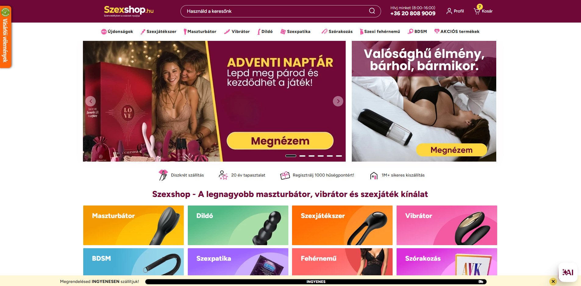 Szexshop.hu képernyőfotó
