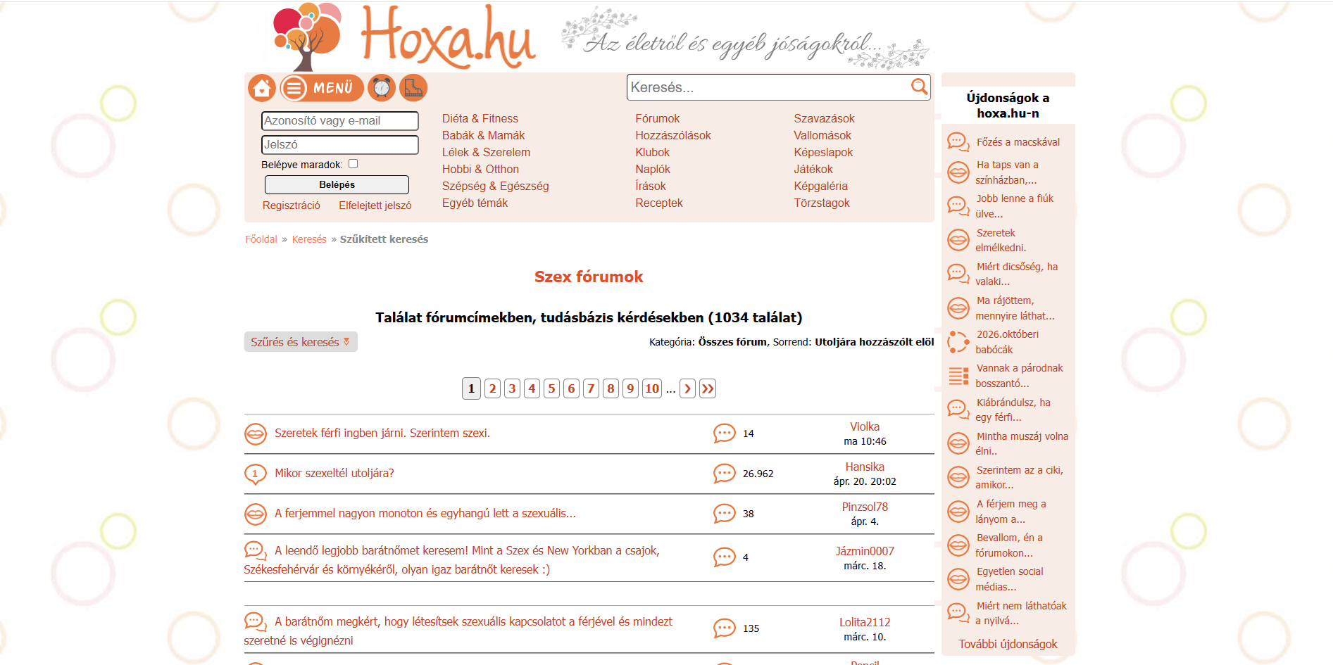 Hoxa – Szexualitás fórum képernyőfotó