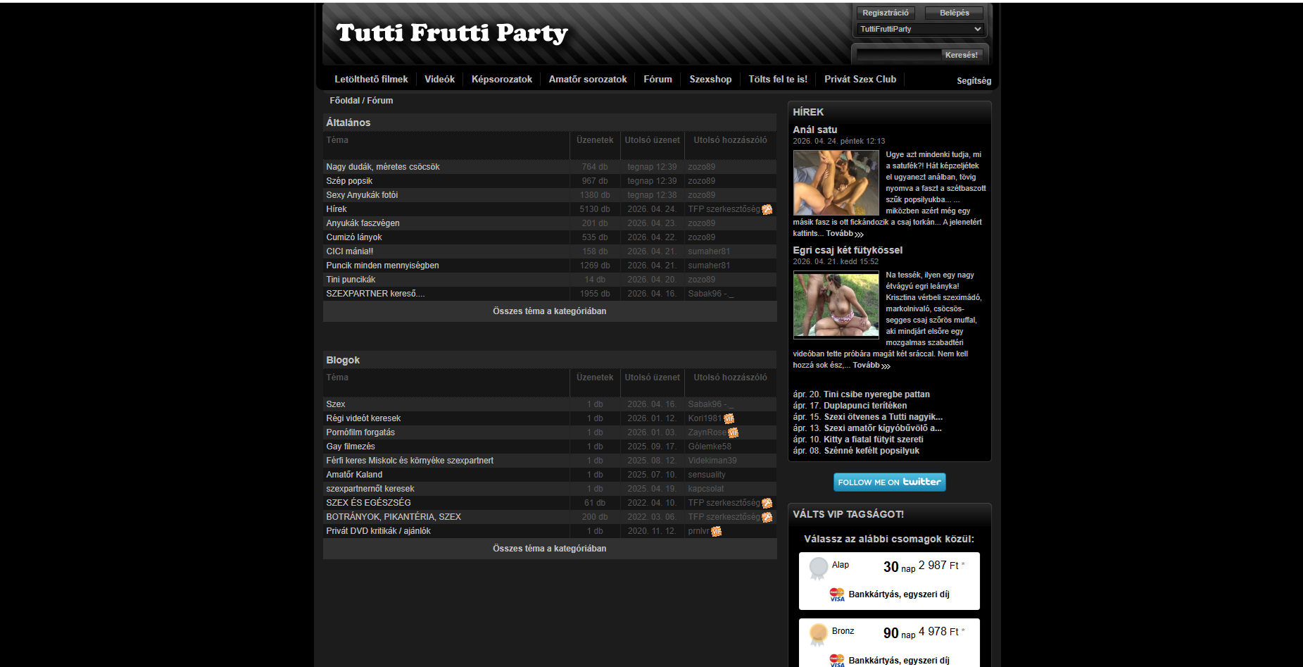 TuttiFrutti Party – fórum képernyőfotó