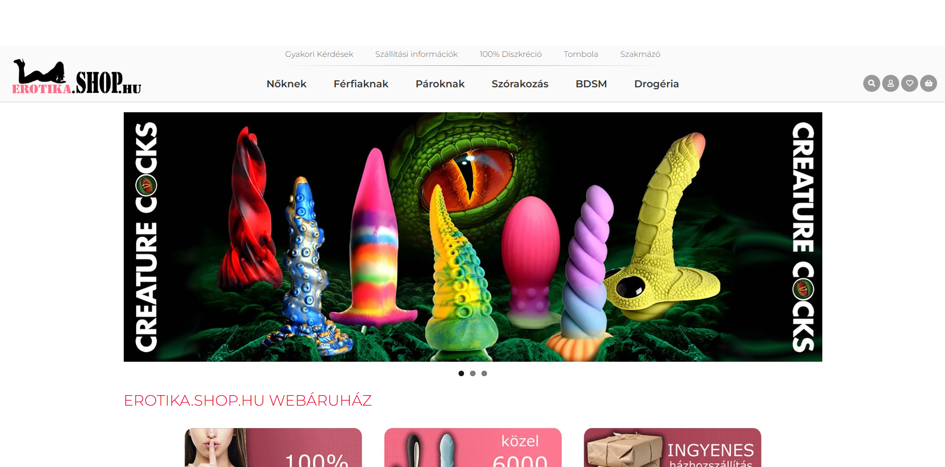 Erotika.Shop.hu Webáruház képernyőfotó