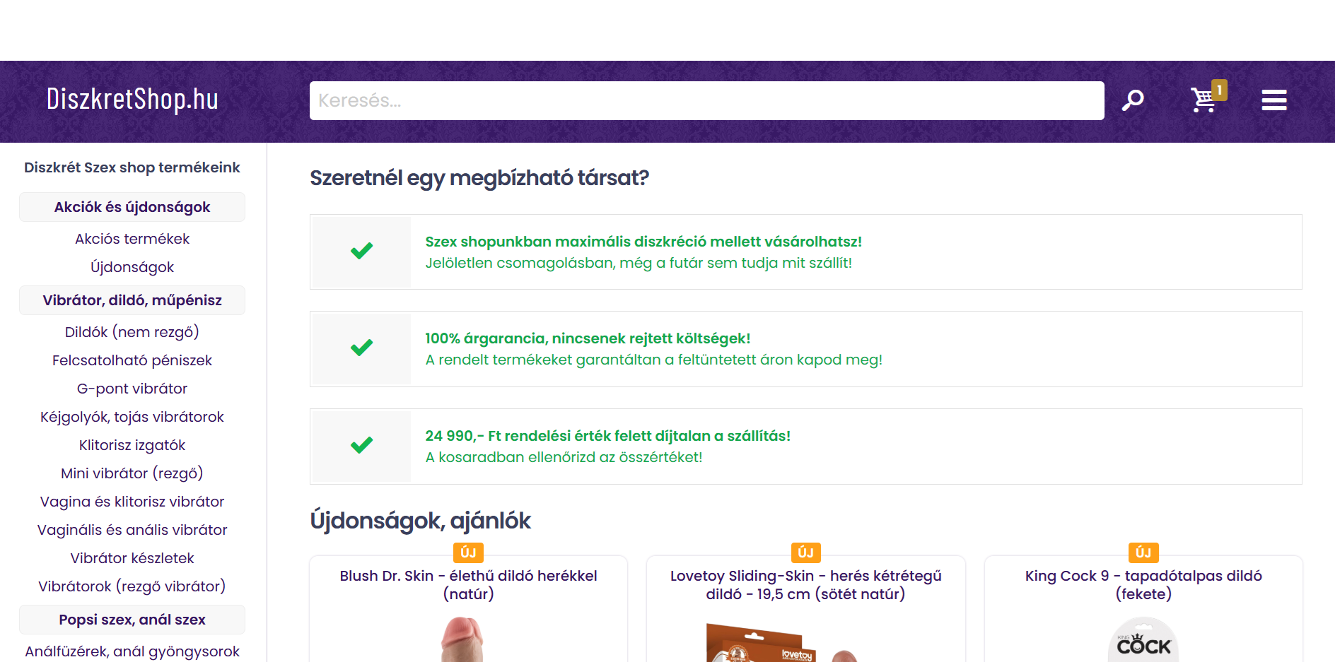 DiszkretShop.hu képernyőfotó
