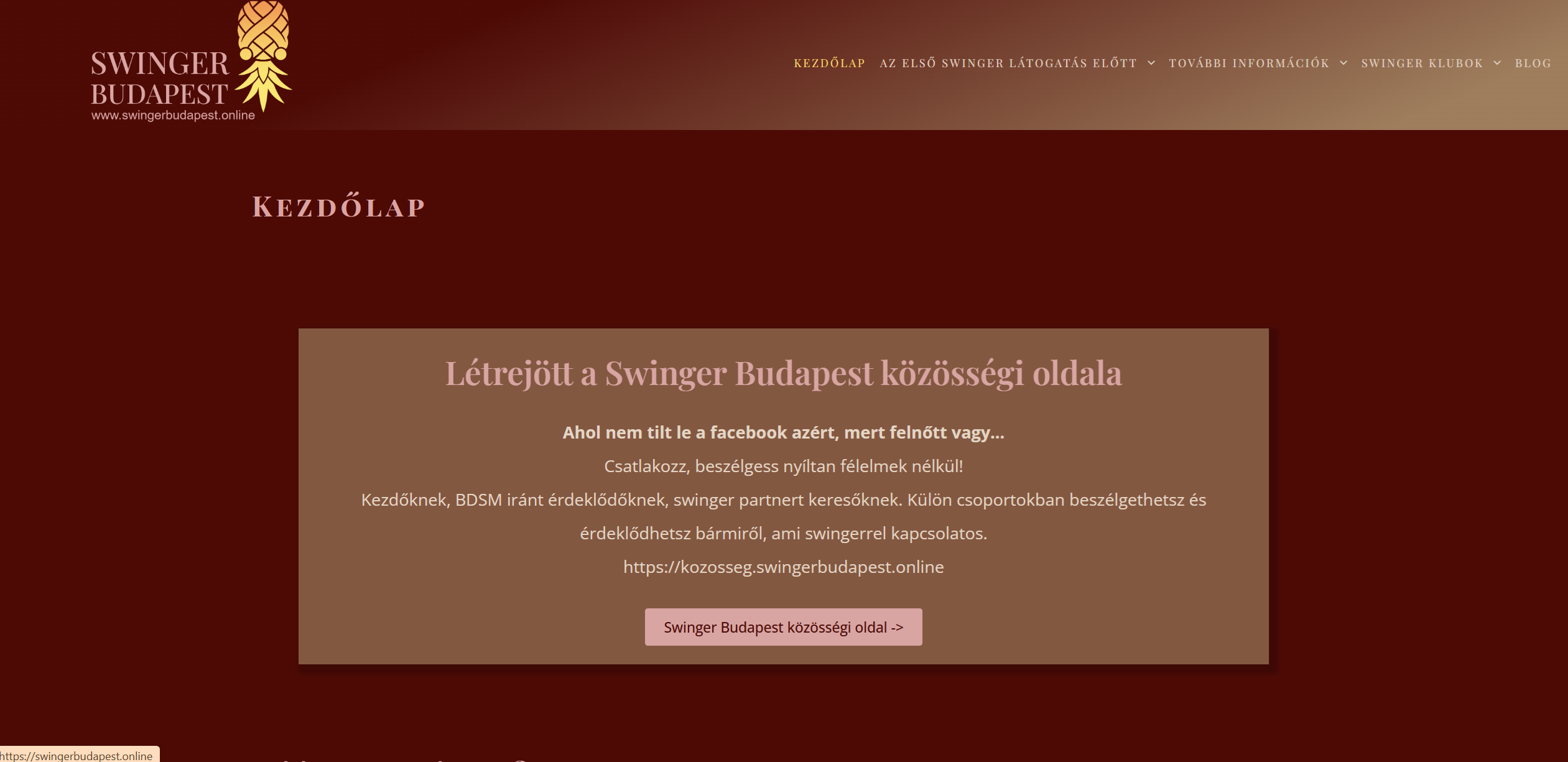 SwingerBudapest.online képernyőfotó