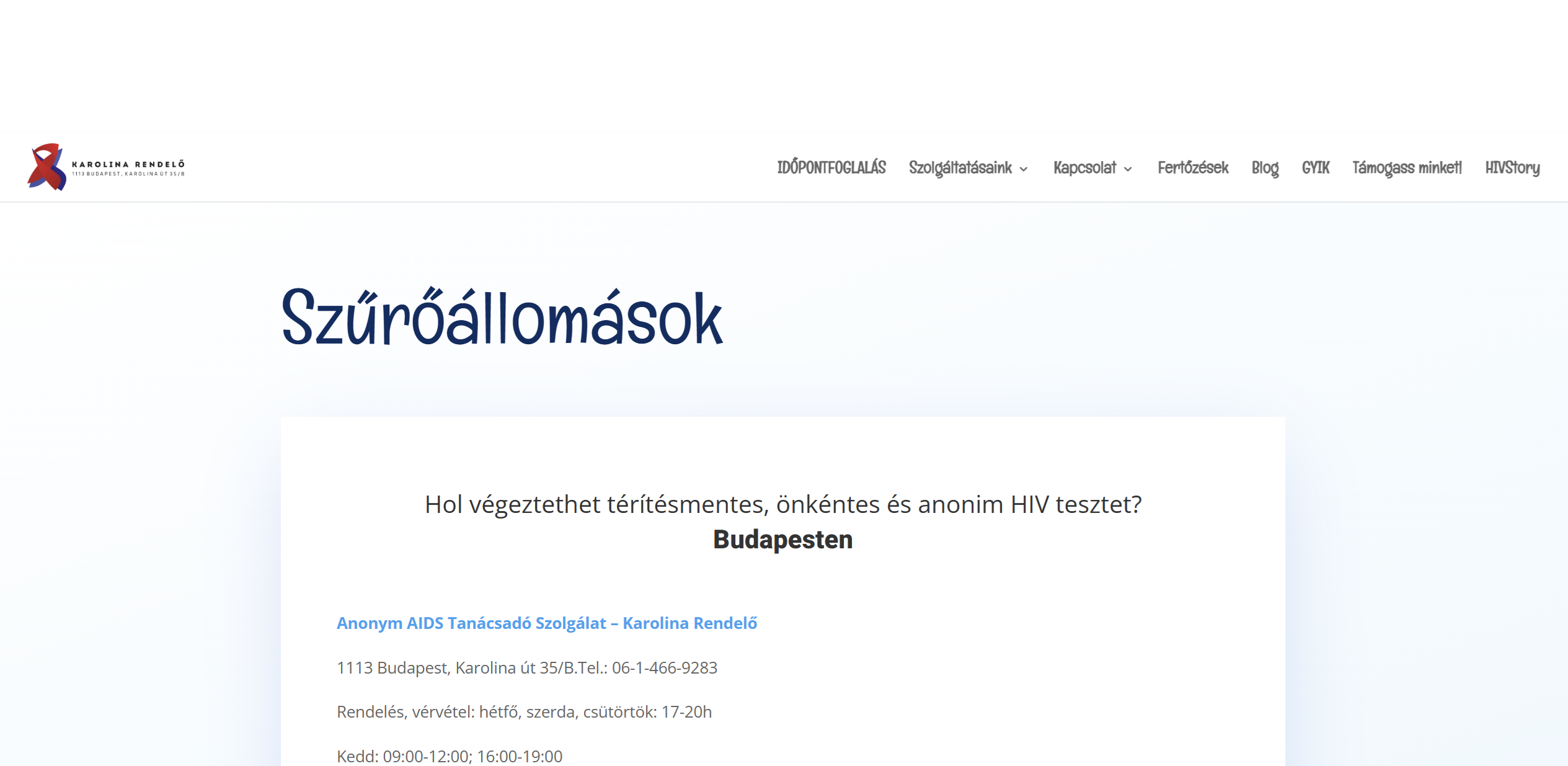Anonym AIDS Tanácsadó Szolgálat – Karolina Rendelő képernyőfotó