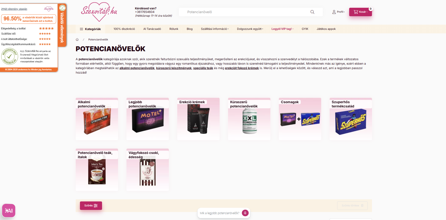 SzexVital – Potencianövelők képernyőfotó