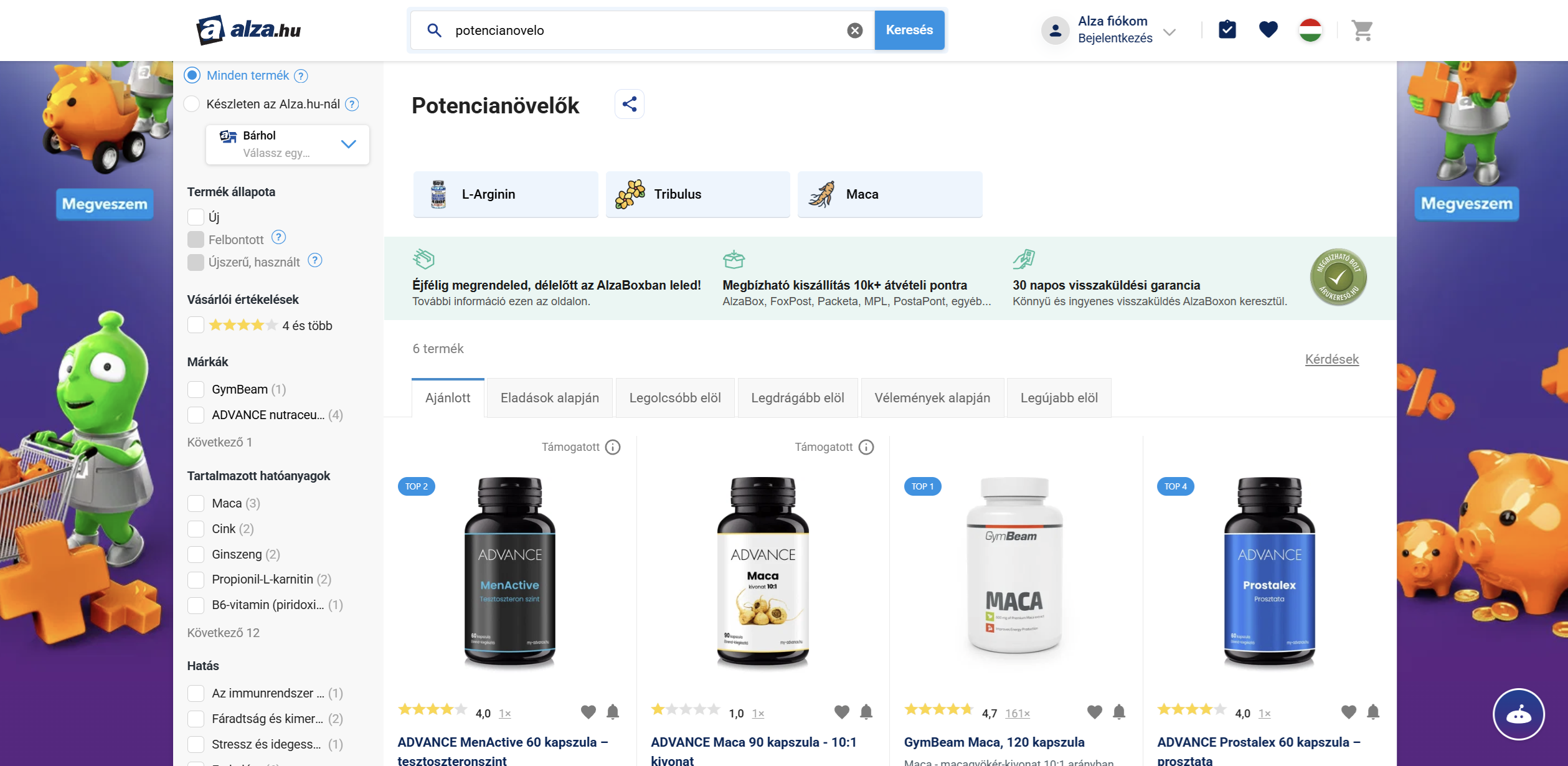 Alza – Potencianövelők képernyőfotó