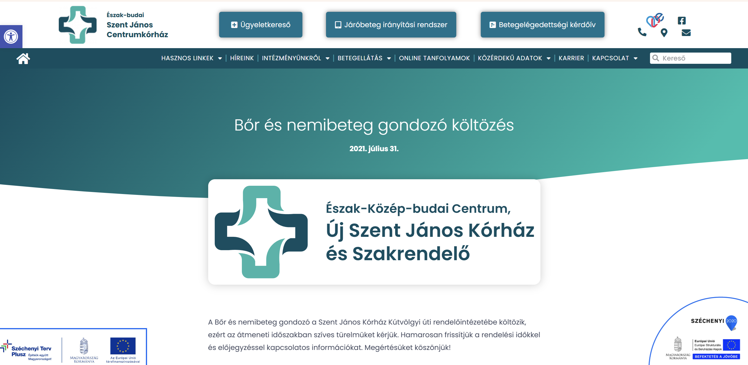 Észak-budai Szent János Centrumkórház – Bőr- és Nemibeteg-gondozó képernyőfotó