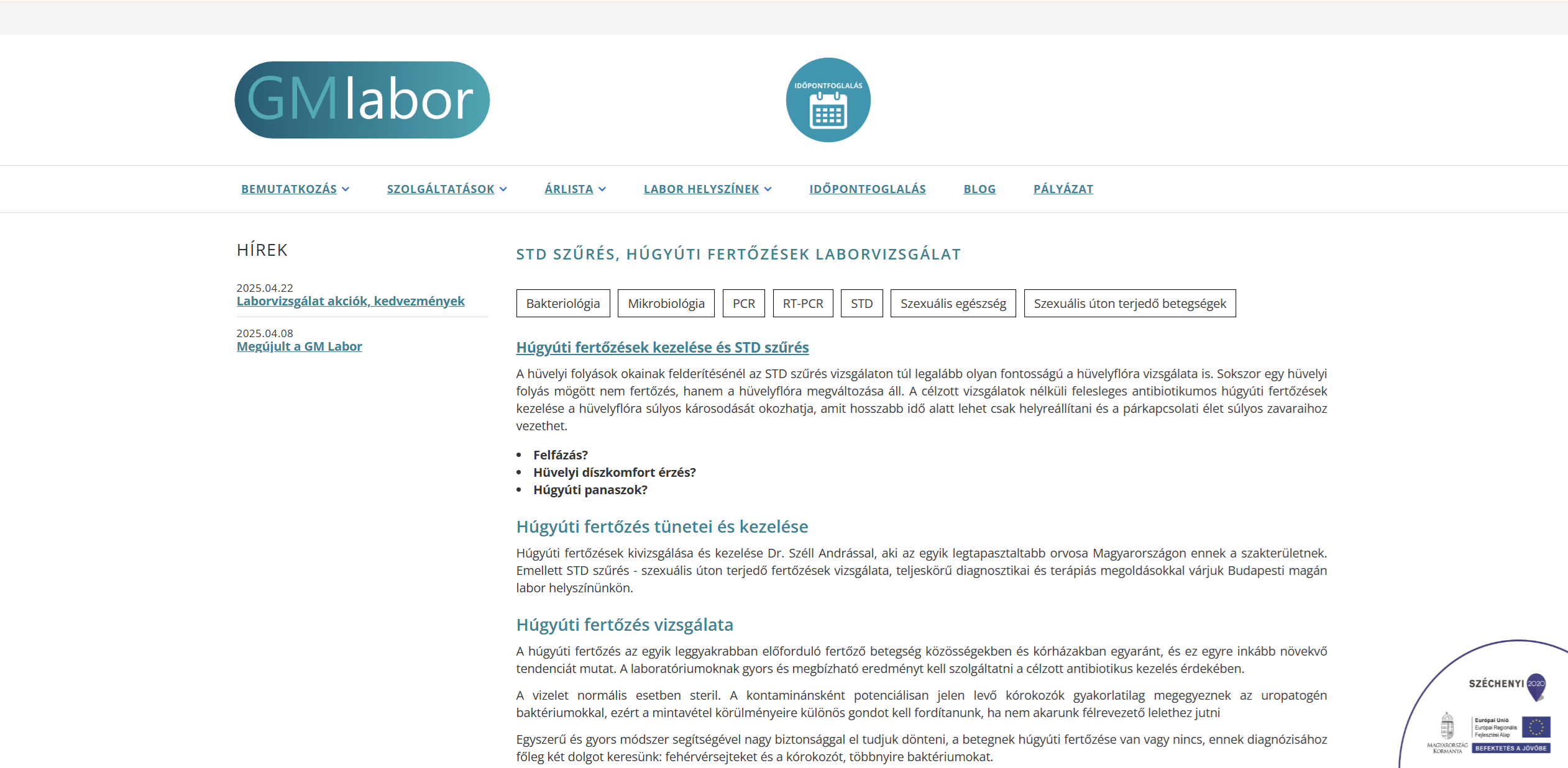 GM Labor – STD-szűrés képernyőfotó