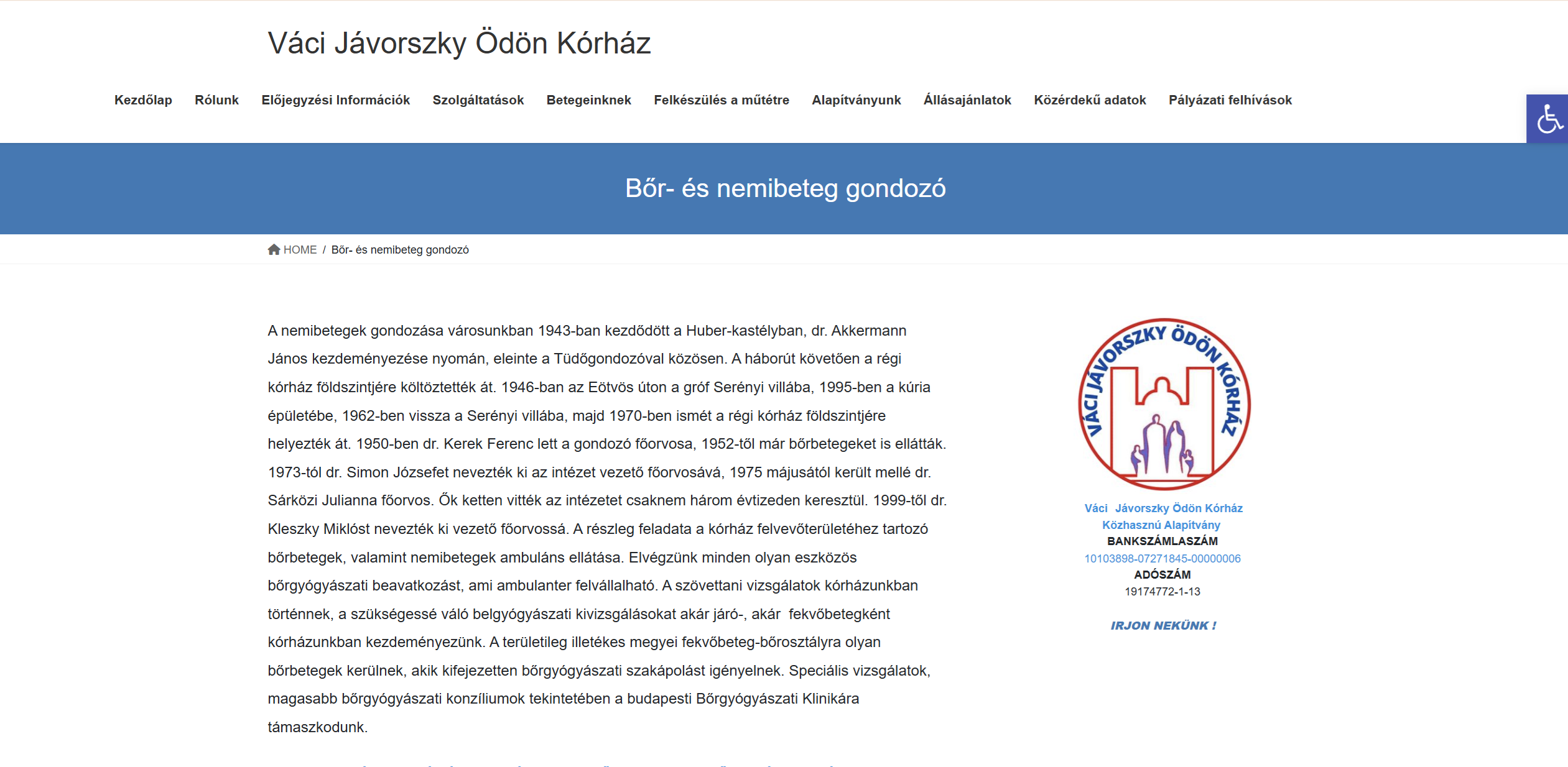 Váci Jávorszky Ödön Kórház – Bőr- és Nemibeteg Gondozó képernyőfotó
