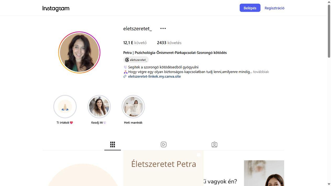 Petra / Életszeretet - @eletszeretet_ képernyőfotó