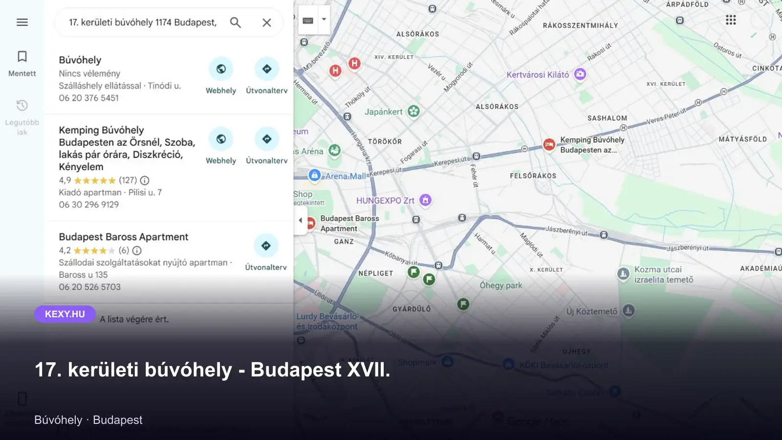 17. kerületi búvóhely - Budapest XVII. képernyőfotó
