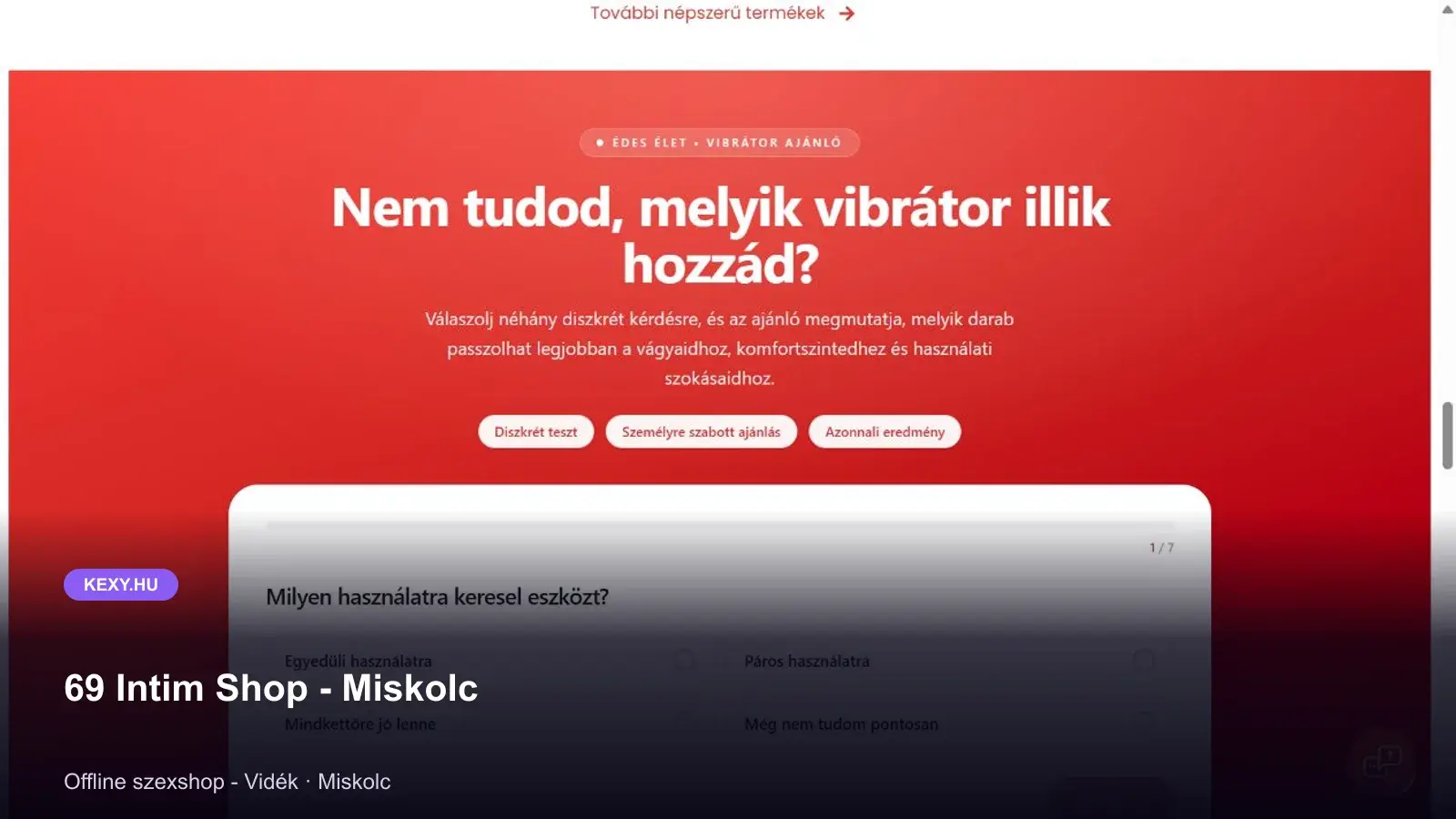 69 Intim Shop - Miskolc képernyőfotó