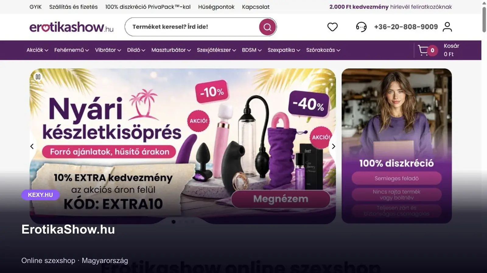 ErotikaShow.hu képernyőfotó