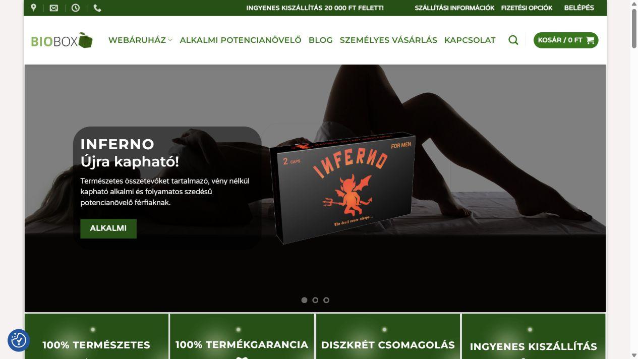 Biobox Webáruház képernyőfotó