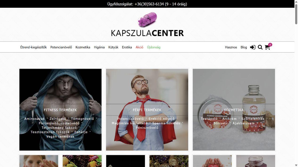 KapszulaCenter képernyőfotó