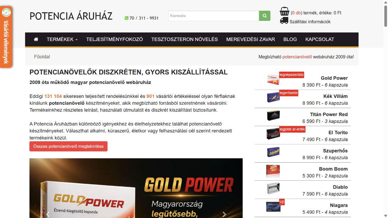 Potencia Áruház képernyőfotó