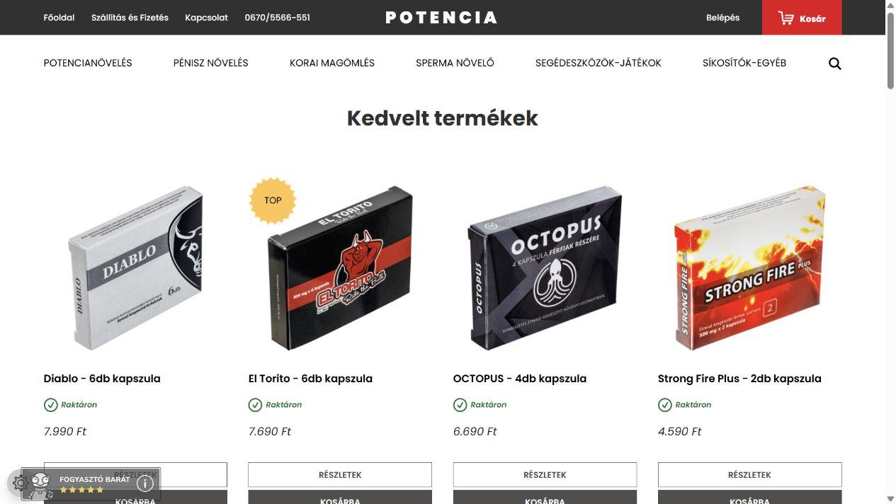 Potencia.hu képernyőfotó
