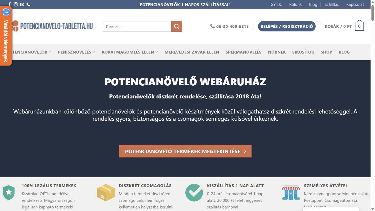 Potencianovelo-tabletta.hu képernyőfotó
