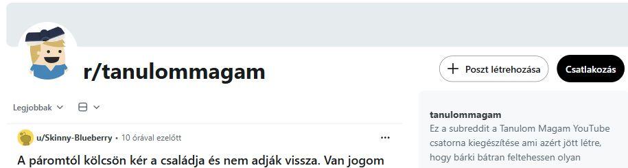 r/tanulommagam képernyőfotó
